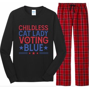 Childless Cat Lady Voting Blue Graphic Long Sleeve Pajama Set