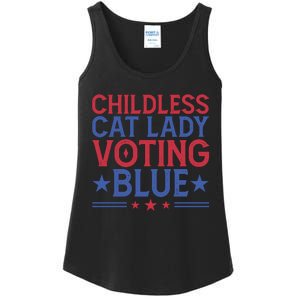 Childless Cat Lady Voting Blue Graphic Ladies Essential Tank