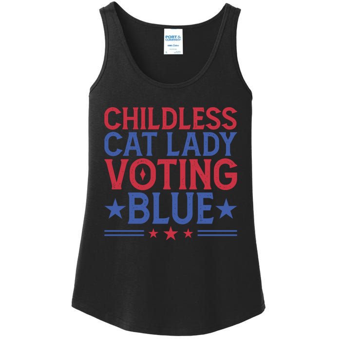 Childless Cat Lady Voting Blue Graphic Ladies Essential Tank