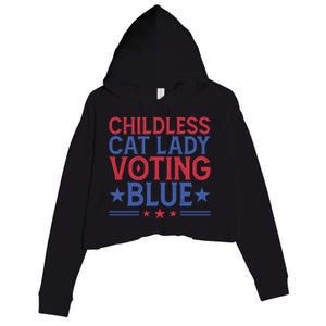 Childless Cat Lady Voting Blue Graphic Crop Fleece Hoodie