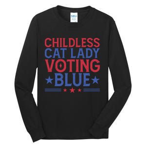 Childless Cat Lady Voting Blue Graphic Tall Long Sleeve T-Shirt