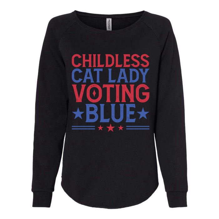 Childless Cat Lady Voting Blue Graphic Womens California Wash Sweatshirt