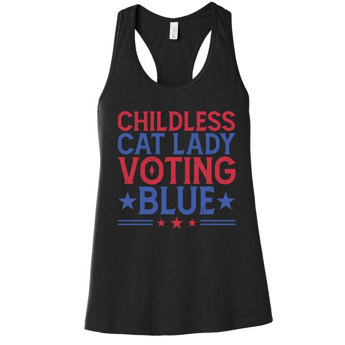 Childless Cat Lady Voting Blue Graphic Women's Racerback Tank