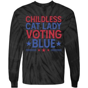 Childless Cat Lady Voting Blue Graphic Tie-Dye Long Sleeve Shirt