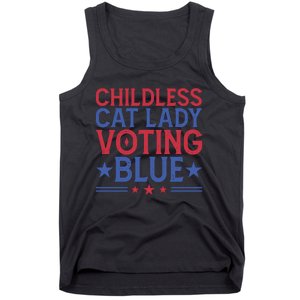 Childless Cat Lady Voting Blue Graphic Tank Top