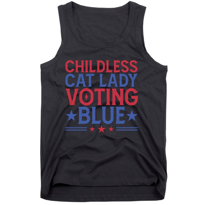 Childless Cat Lady Voting Blue Graphic Tank Top