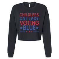 Childless Cat Lady Voting Blue Graphic Cropped Pullover Crew