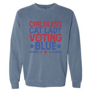 Childless Cat Lady Voting Blue Graphic Garment-Dyed Sweatshirt