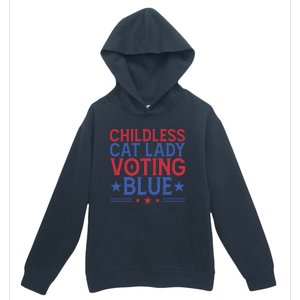 Childless Cat Lady Voting Blue Graphic Urban Pullover Hoodie