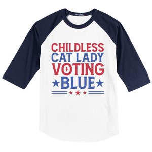 Childless Cat Lady Voting Blue Graphic Baseball Sleeve Shirt