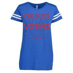 Childless Cat Lady Voting Blue Graphic Enza Ladies Jersey Football T-Shirt