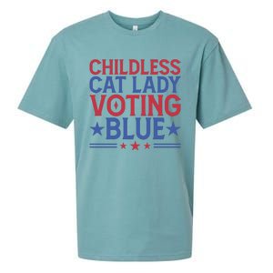 Childless Cat Lady Voting Blue Graphic Sueded Cloud Jersey T-Shirt