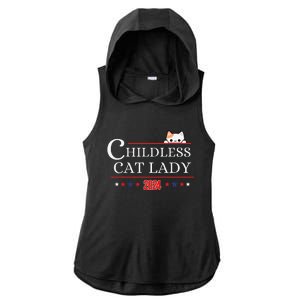 Childless Cat Lady 2024 Gift Ladies PosiCharge Tri-Blend Wicking Draft Hoodie Tank