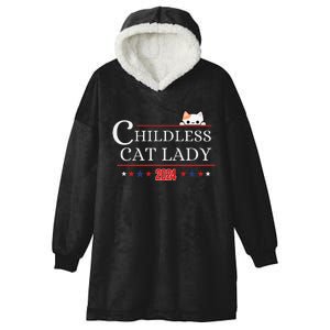 Childless Cat Lady 2024 Gift Hooded Wearable Blanket