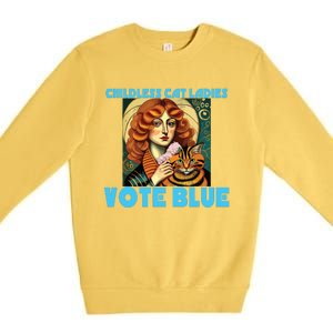 Childless Cat Ladies Vote Blue Premium Crewneck Sweatshirt