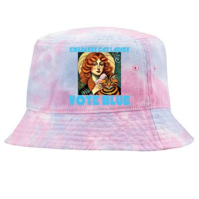 Childless Cat Ladies Vote Blue Tie-Dyed Bucket Hat