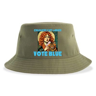 Childless Cat Ladies Vote Blue Sustainable Bucket Hat