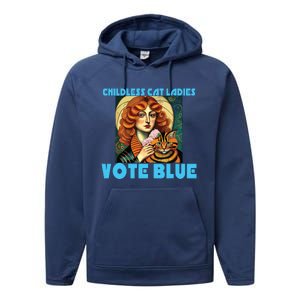 Childless Cat Ladies Vote Blue Performance Fleece Hoodie