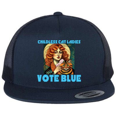 Childless Cat Ladies Vote Blue Flat Bill Trucker Hat