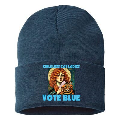 Childless Cat Ladies Vote Blue Sustainable Knit Beanie