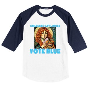 Childless Cat Ladies Vote Blue Baseball Sleeve Shirt