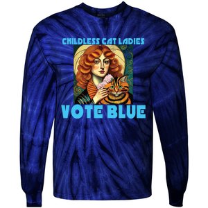 Childless Cat Ladies Vote Blue Tie-Dye Long Sleeve Shirt