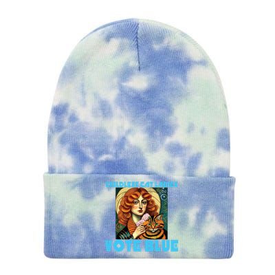 Childless Cat Ladies Vote Blue Tie Dye 12in Knit Beanie