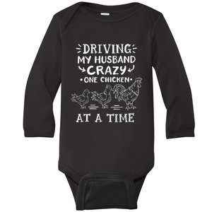 Crazy Chicken Lady Funny Chicken Baby Long Sleeve Bodysuit