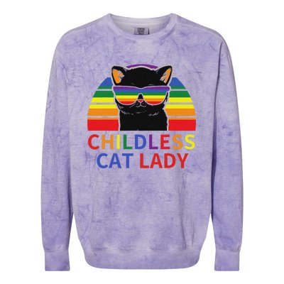 Childless Cat Lady Lgbt Flag Political Voting Election 2024 Colorblast Crewneck Sweatshirt