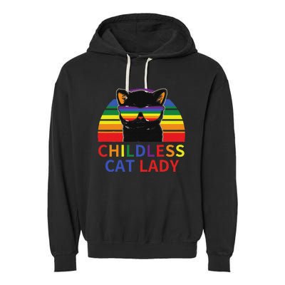 Childless Cat Lady Lgbt Flag Political Voting Election 2024 Garment-Dyed Fleece Hoodie