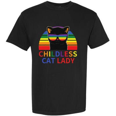 Childless Cat Lady Lgbt Flag Political Voting Election 2024 Garment-Dyed Heavyweight T-Shirt