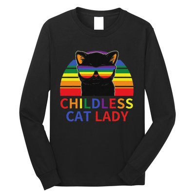 Childless Cat Lady Lgbt Flag Political Voting Election 2024 Long Sleeve Shirt