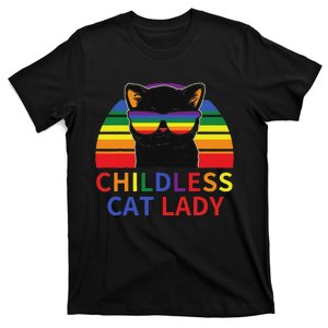 Childless Cat Lady Lgbt Flag Political Voting Election 2024 T-Shirt