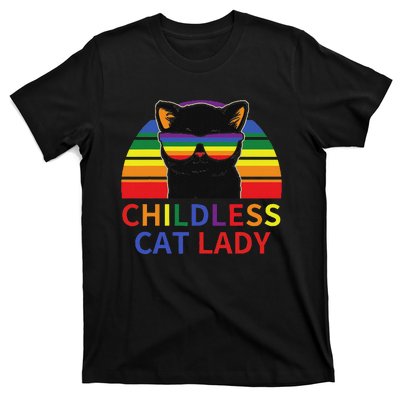 Childless Cat Lady Lgbt Flag Political Voting Election 2024 T-Shirt