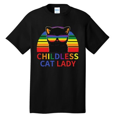 Childless Cat Lady Lgbt Flag Political Voting Election 2024 Tall T-Shirt