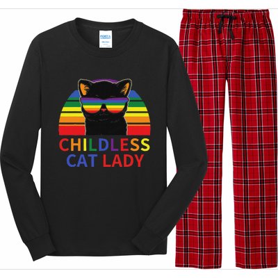 Childless Cat Lady Lgbt Flag Political Voting Election 2024 Long Sleeve Pajama Set