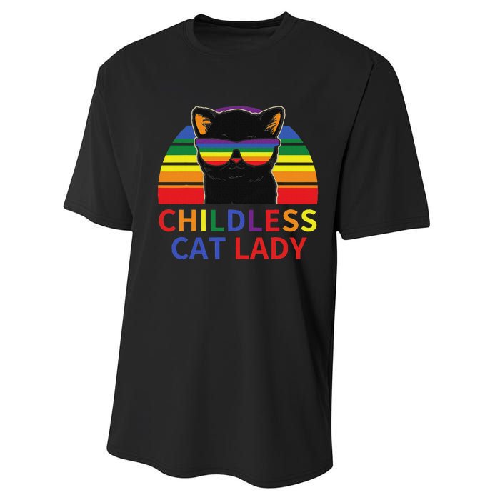 Childless Cat Lady Lgbt Flag Political Voting Election 2024 Performance Sprint T-Shirt