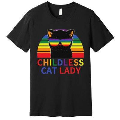 Childless Cat Lady Lgbt Flag Political Voting Election 2024 Premium T-Shirt