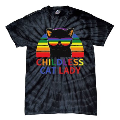 Childless Cat Lady Lgbt Flag Political Voting Election 2024 Tie-Dye T-Shirt