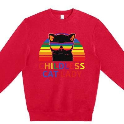 Childless Cat Lady Lgbt Flag Political Voting Election 2024 Premium Crewneck Sweatshirt