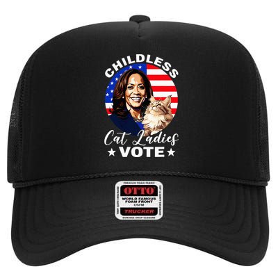 Childless Cat Ladies Vote Kamala Harris Usa Election 2024 High Crown Mesh Back Trucker Hat