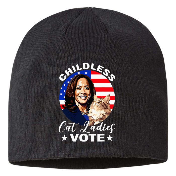 Childless Cat Ladies Vote Kamala Harris Usa Election 2024 Sustainable Beanie