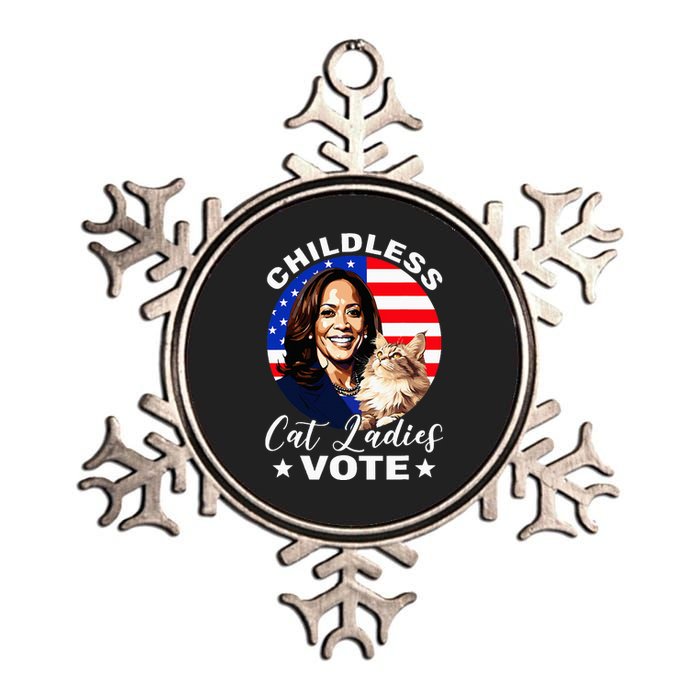 Childless Cat Ladies Vote Kamala Harris Usa Election 2024 Metallic Star Ornament