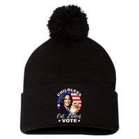 Childless Cat Ladies Vote Kamala Harris Usa Election 2024 Pom Pom 12in Knit Beanie