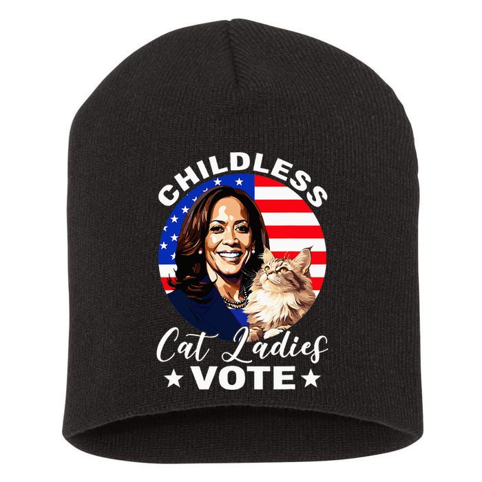 Childless Cat Ladies Vote Kamala Harris Usa Election 2024 Short Acrylic Beanie