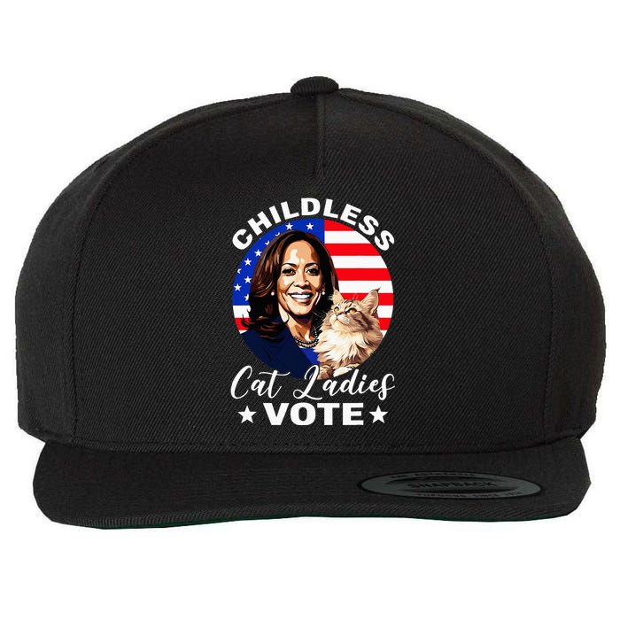 Childless Cat Ladies Vote Kamala Harris Usa Election 2024 Wool Snapback Cap