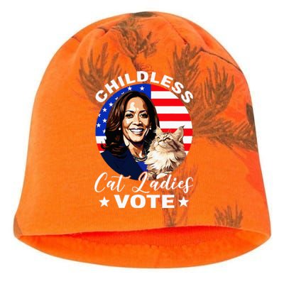 Childless Cat Ladies Vote Kamala Harris Usa Election 2024 Kati - Camo Knit Beanie