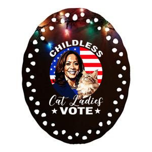 Childless Cat Ladies Vote Kamala Harris Usa Election 2024 Ceramic Oval Ornament