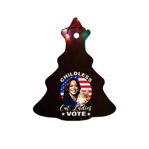 Childless Cat Ladies Vote Kamala Harris Usa Election 2024 Ceramic Tree Ornament