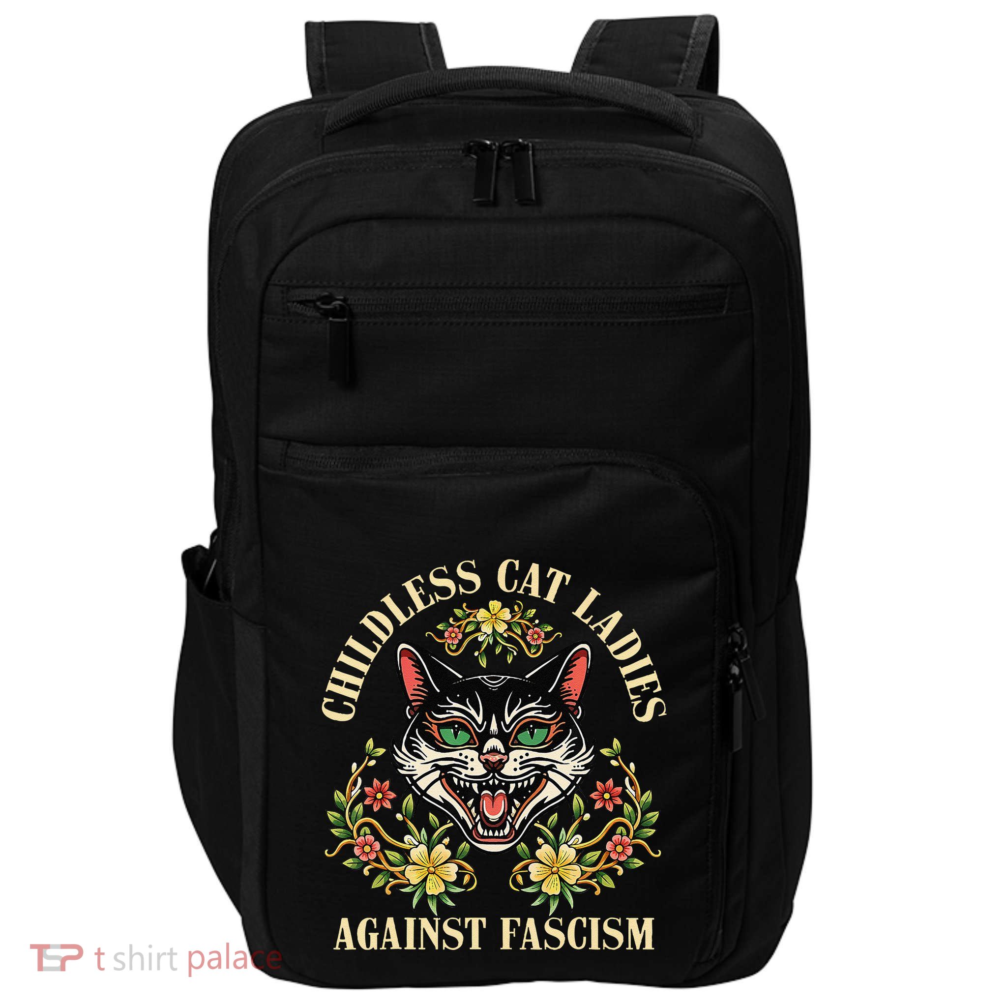 Childless Cat Ladies Against Fascism Impact Tech Backpack